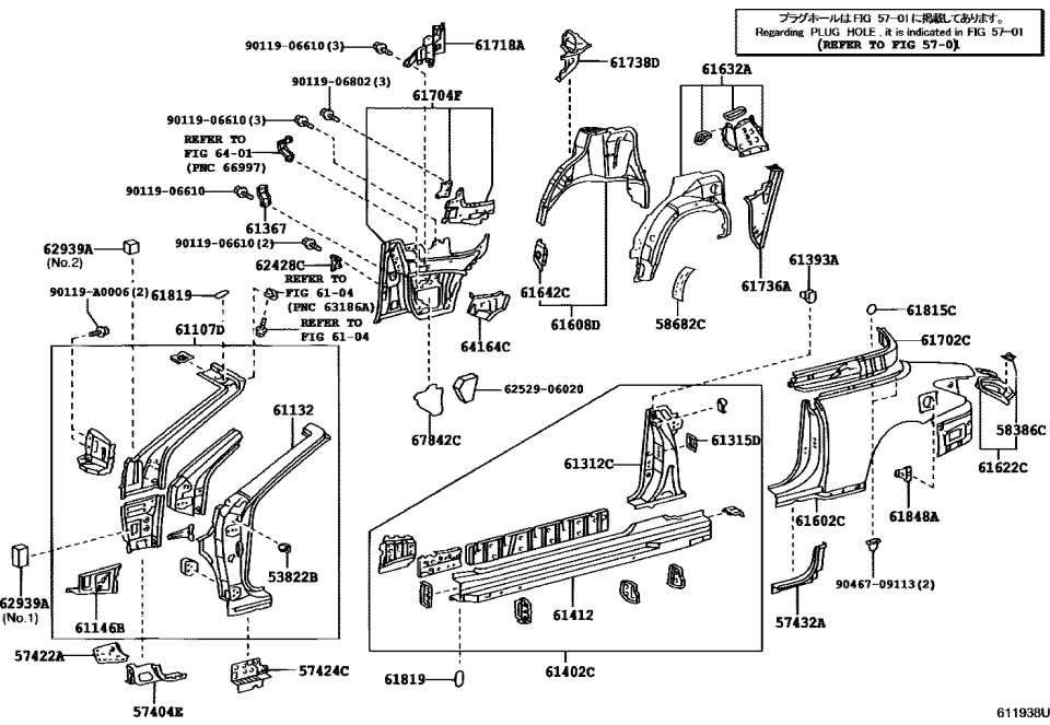 Toyota 90119-06610 Bolt, w/Washer