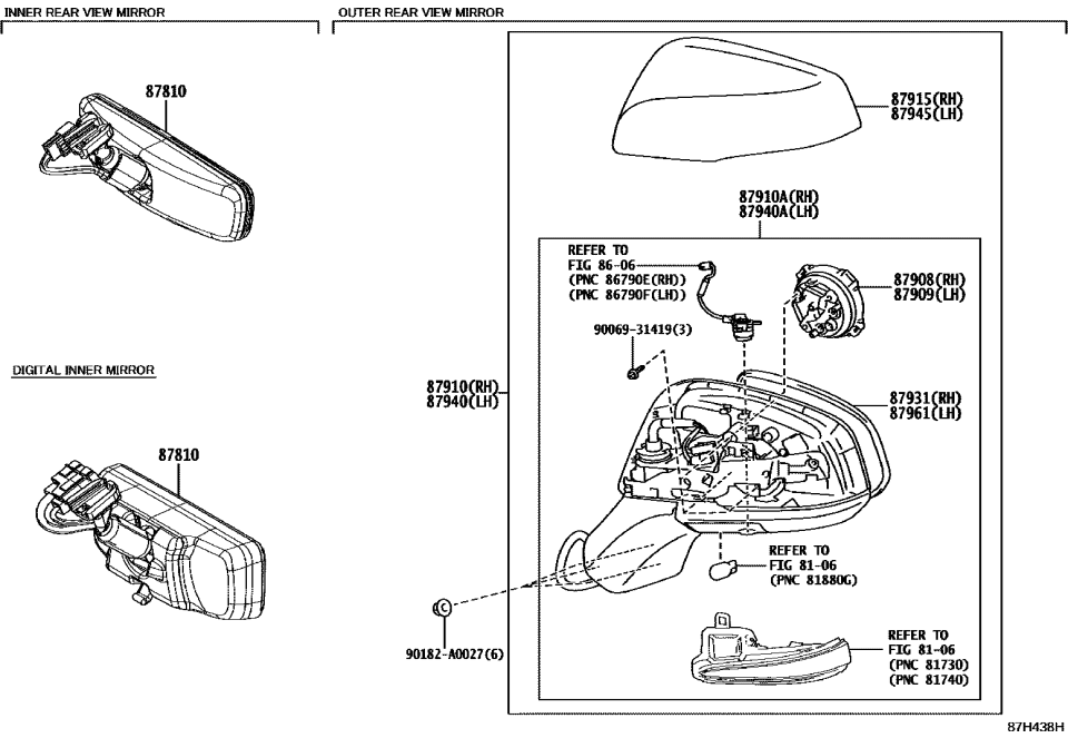 Toyota 87910-0R280-D0 Mirror Assembly