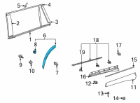 OEM 2020 Toyota Highlander Lower Molding Diagram - 75077-0E040