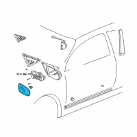 OEM 2000 Honda Civic Mirror, Passenger Side Diagram - 76203-S01-A05