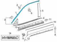 OEM 2020 Toyota Highlander Frame Molding Diagram - 75753-0E050