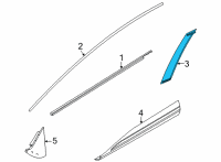 OEM 2021 Nissan Rogue Cover Front Door Sash, RH Diagram - 802D2-6RA0A