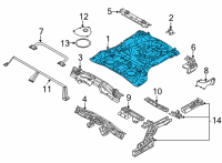 OEM Nissan Rogue Floor-Rear, Front Diagram - 74512-6RR0A