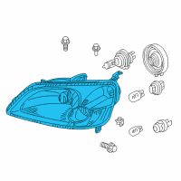 OEM 2003 Honda Civic Headlight Unit, Driver Side Diagram - 33151-S5P-A01