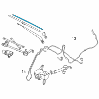 OEM 2017 Nissan Leaf Window Wiper Blade Assembly Diagram - 28890-3NF2B