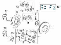 OEM 2020 Toyota Camry Brake Pads Hardware Kit Diagram - 04947-48080