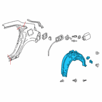 OEM 2019 Honda Civic Fender Left, Rear Inner Diagram - 74592-TGG-A01