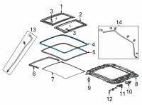 OEM 2022 Chevrolet Bolt EUV Glass Weatherstrip Diagram - 42673428