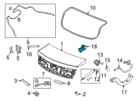 OEM 2022 Acura TLX CYLINDER, TRUNK LID Diagram - 04923-TGV-A11