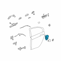 OEM Honda Accord Latch Assembly, Right Rear Door Power Diagram - 72610-TC0-T12