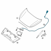 OEM 2014 Infiniti QX60 Hood Lock Control Cable Assembly Diagram - 65621-3JA1A