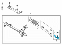 OEM Ford Maverick Tie Rod End Diagram - LX6Z3A130B