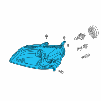 OEM 2005 Honda Civic Headlight Unit, Passenger Side Diagram - 33101-S5A-A51