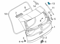 OEM 2021 Nissan Rogue Bracket-Back Door Stay, RH Diagram - 90458-6RR0A