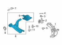 OEM 2022 Honda Civic ARM, R- FR- (LOWER) Diagram - 51350-T20-A10