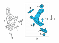 OEM Hyundai Santa Cruz ARM COMPLETE-FR LWR, LH Diagram - 54500-P2000