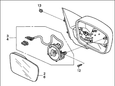 Acura 76250-SEP-A02ZB Mirror Assembly, Driver Side Door (Nighthawk Black Pearl) (R.C.)