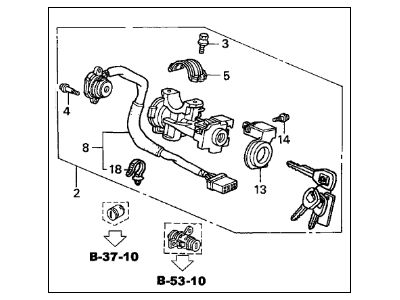 Acura 06350-S3V-A07NI Cylinder Set, Key