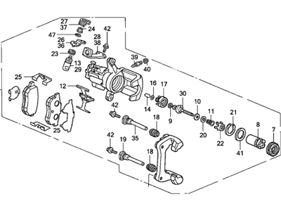 Acura 43210-SK7-033 Caliper Assembly, Right Rear (7Clp-13S) (Nissin)