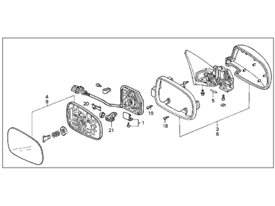 Acura 76200-SL5-A21ZB Mirror Assembly, Passenger Side Door (Granada Black Pearl) (R.C.)