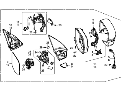 Acura 76250-TZ6-C33ZC Mirror Assembly, Driver Side Door (Lunar Silver Metallic) (Automatic Turn)