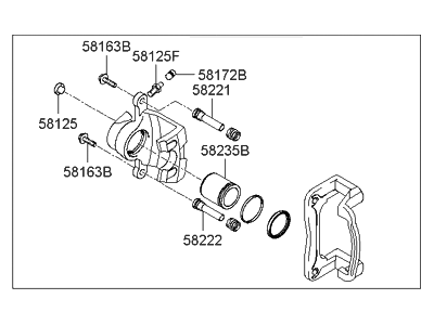 Hyundai 58311-3KAA0 Caliper Kit-Rear Brake, RH