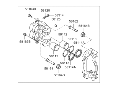 Hyundai 58180-3JA00 CALIPER Kit-Front Brake, LH