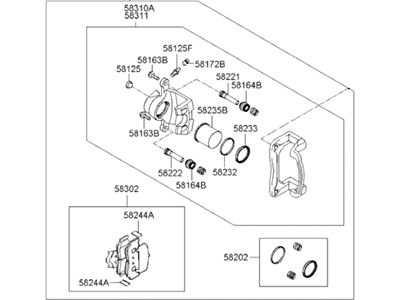 Hyundai 58230-0A100 Brake Assembly-Rear Wheel, RH