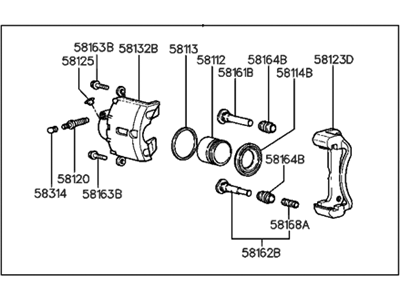 Hyundai 58181-28B00 CALIPER Kit-Front Brake, RH