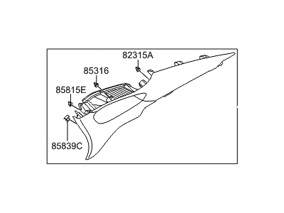 Hyundai 85860-3V000-HZ Trim Assembly-Rear Pillar RH