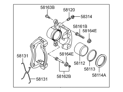 Hyundai 58190-A5A00 CALIPER Kit-Front Brake, RH