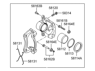 Hyundai 58180-A5A00 CALIPER Kit-Front Brake, LH