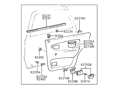 Hyundai 83302-24031-RF Panel Complete-Rear Door Trim, RH