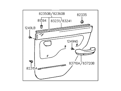 Hyundai 83302-22010-FK Panel Complete-Rear Door Trim, RH