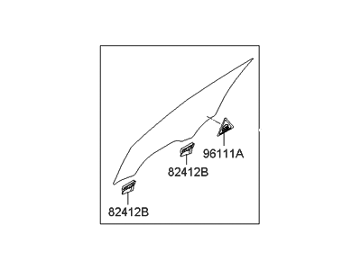 Hyundai 82411-3M000 Glass-Front Door Window, LH