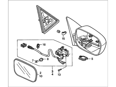 Honda 76250-S84-K21ZC Mirror Assembly, Driver Side Door (Taffeta White) (R.C.)