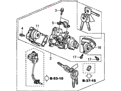 Honda 06350-SZA-A52 Set Key Cylinder