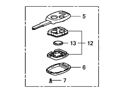 Honda 35118-TP6-A00 Key, Immobilizer & Transmitter (Driver 1) (Blank)