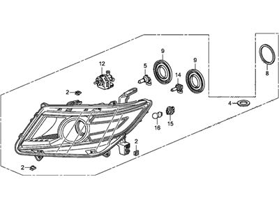 Honda 33151-TK8-A21 Headlight Unit, Driver Side