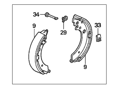 Honda 43053-SR4-A00 Shoe Set, Rear Brake