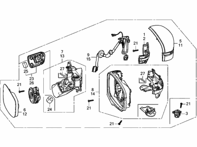 Honda 76250-THR-A32ZH Mirror Assembly (Obsidian Blue Pearl)