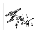 OEM 1988 Honda Civic Regulator Assembly, Right Front Door Power - 72210-SH4-S02