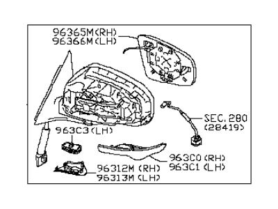 Infiniti 96302-1BA1D Mirror Assembly-Door, LH