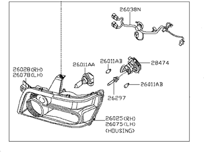 Infiniti 26060-7S625 Left Headlight Assembly