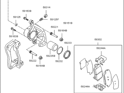 Kia 582101F500 Rear Disc Brake Assembly, Left