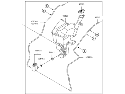 Kia 986101W000 Washer Reservoir & Pump Assembly