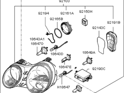 Kia 921013F630 Driver Side Headlight Assembly