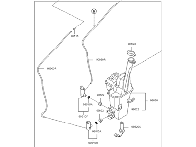 Kia 986103W000 Washer Reservoir & Pump Assembly