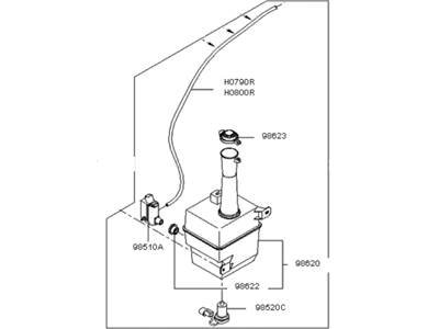 Kia 986102F500 Washer Reservoir & Pump Assembly