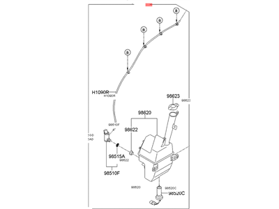 Kia 986102T000 Washer Reservoir & Pump Assembly